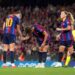 Barcelona Femení players competing against HB Køge in the UEFA Women's Champions League.